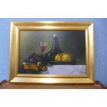 Ian Parker (b.1955), still life, oil on board, 29 x 45cms, framed