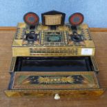 A WWII Prisoner of War inlaid straw work writing slope