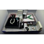 Silver and silver mounted jewellery, earrings, pendant and chains, bracelet, ring, etc.