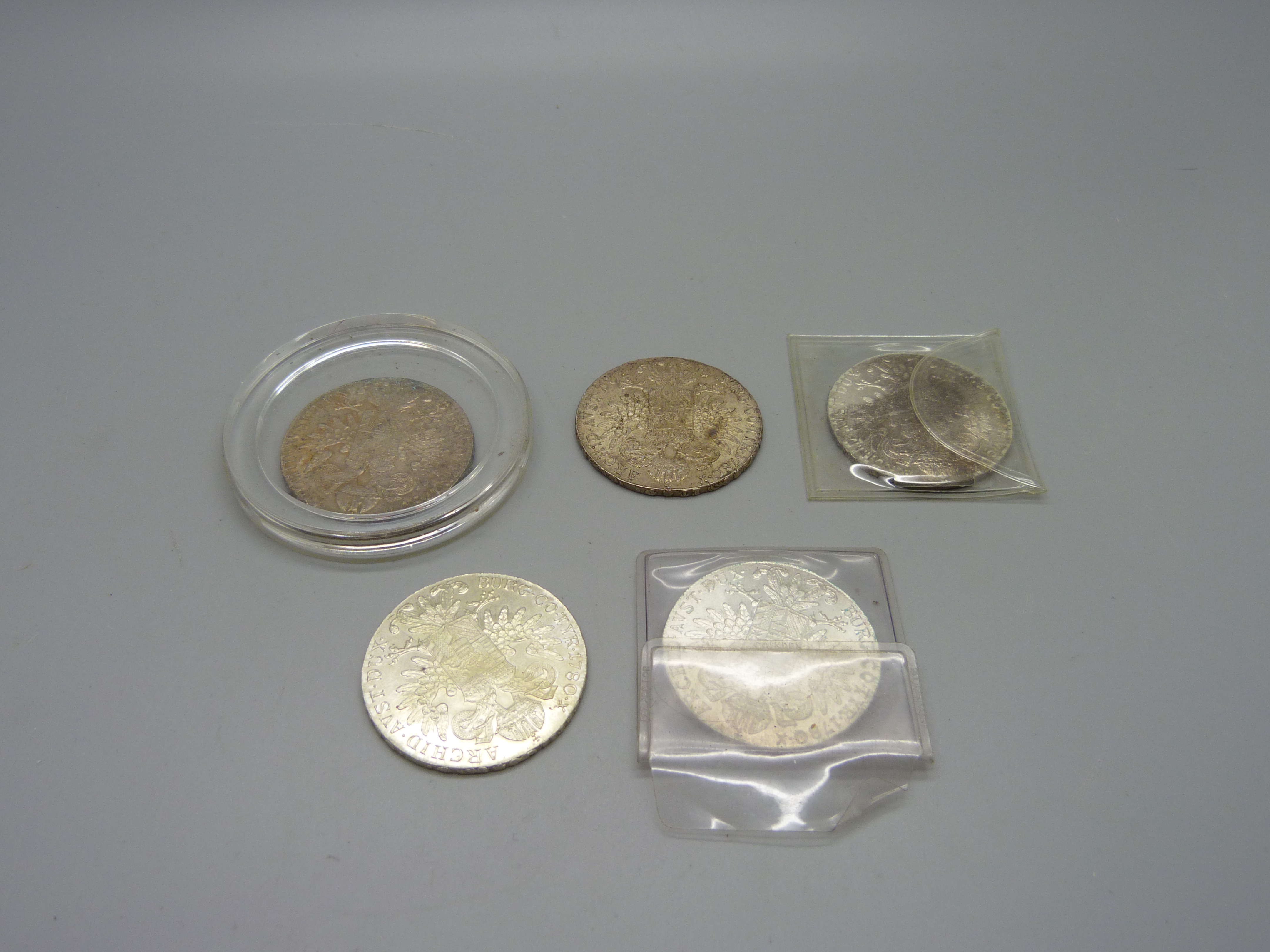 Five silver Marie Theresia coins - Image 4 of 4