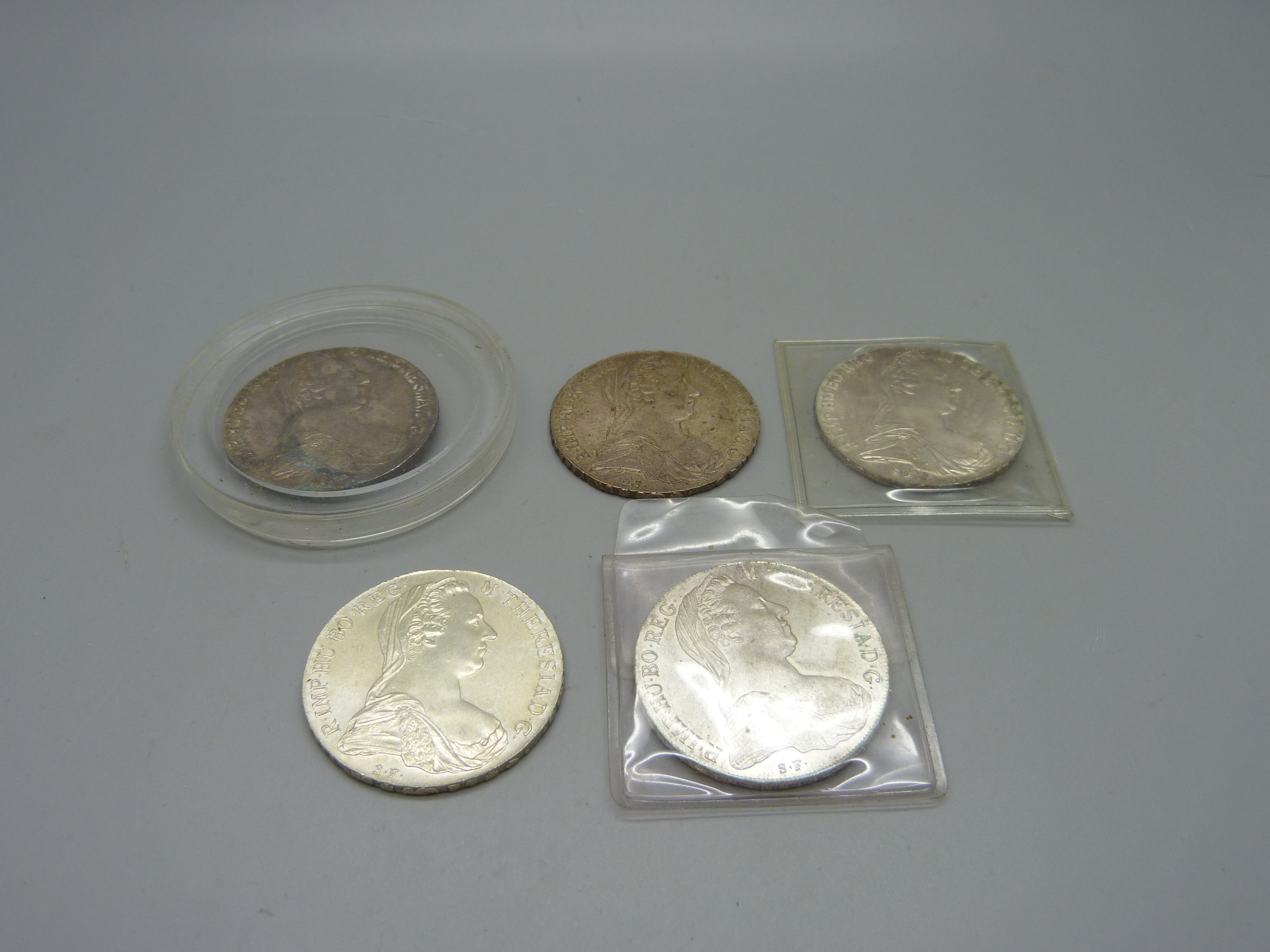 Five silver Marie Theresia coins
