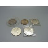 Five silver Marie Theresia coins