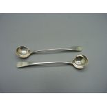 A pair of silver salt spoons, London 1784, incuse duty mark, Richard Crossley