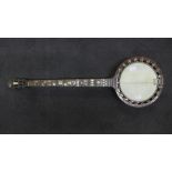 A Windsor banjo with mother of pearl inlay, a/f