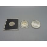 Three silver coins including Japan 1964 Olympic Games 100 Yen