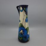 A Moorcroft Pottery Jug, decorated in the Rennie Rose Blue design by Rachel Bishop, first quality,