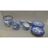 A Japanese six setting blue and white tea set