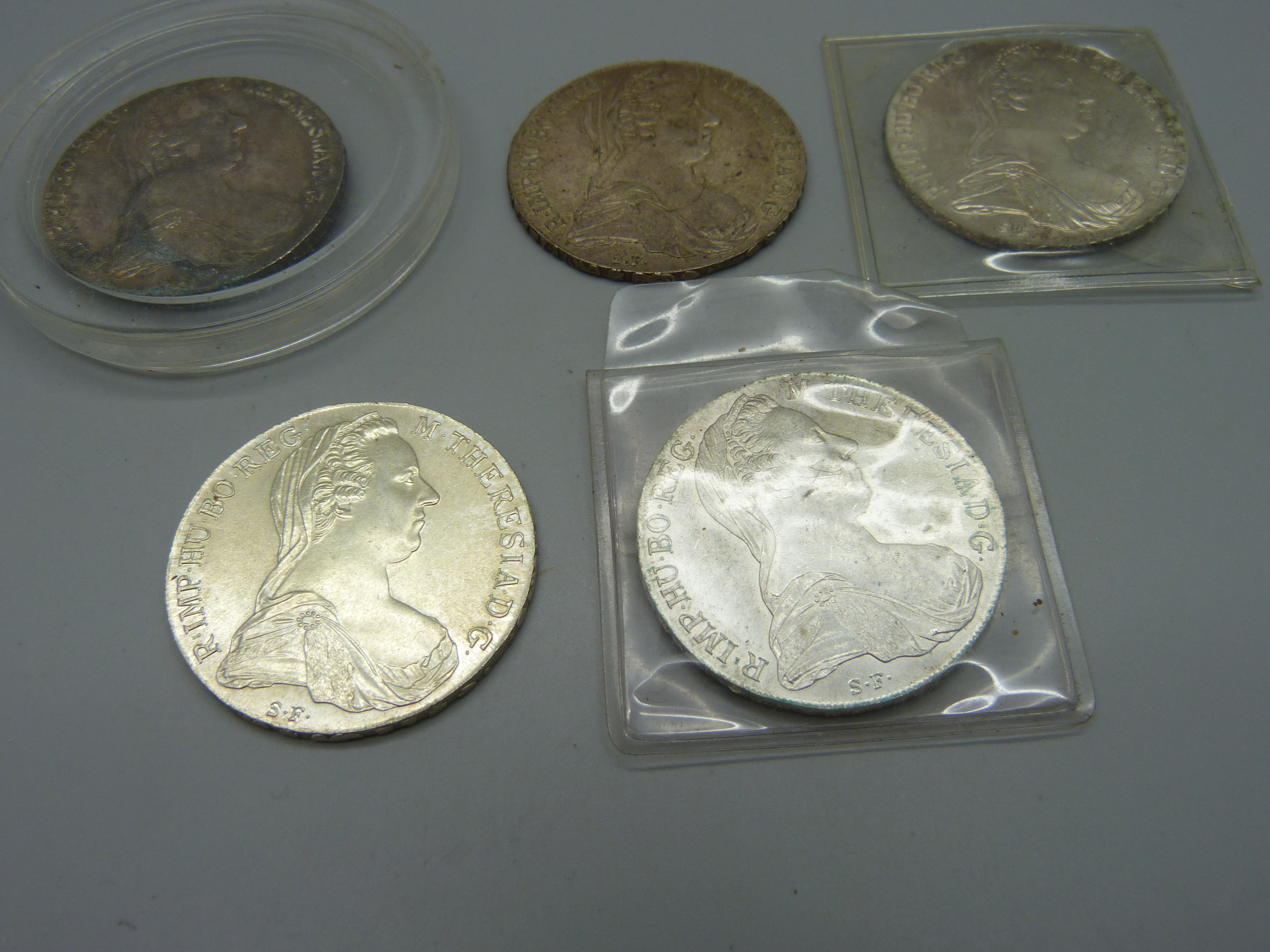 Five silver Marie Theresia coins - Image 3 of 4
