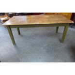 A French style painted fruitwood single drawer farmhouse table