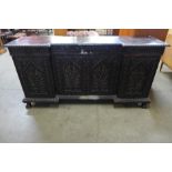 A 19th Century Anglo-Indian carved hardwood breakfront sideboard