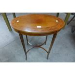 A Edward VII mahogany and satinwood inlaid oval occasional table