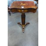 A 19th Century Italian rosewood and marquetry inlaid lady's sewing table