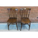 A pair of Victorian elm and beech kitchen chairs