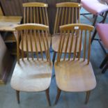 A set of four beech kitchen chairs