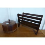 A teak magazine rack and an ice bucket