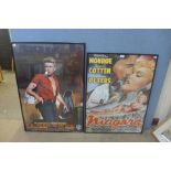 Two reproduction film posters, Il Gigante and Niagara, framed