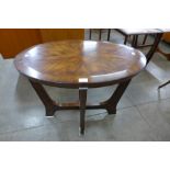 An Art Deco style Vanucci mahogany oval occasional table, designed by Theodore Alexander