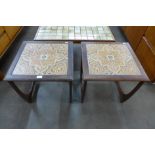 A pair of G-Plan Fresco teak and tiled top occasional tables