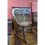 A Victorian elm and ash Windsor rocking chair