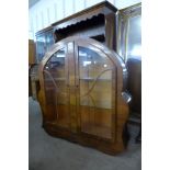 An Art Deco walnut display cabinet