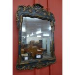 A George I style green and parcel gilt framed mirror