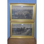 Two early 20th Century prints, Day Before The Fair and The Quarry Team, framed