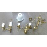 Three brass light fittings **PLEASE NOTE THIS LOT IS NOT ELIGIBLE FOR POSTING AND PACKING**