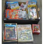 Children's annuals, magazines, games including Tiddlywinks, Battle Action Force comics, etc. **