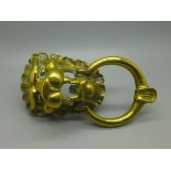 A lion's head brass door knocker