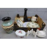 A mixed box of china including jugs, plates and a vase **PLEASE NOTE THIS LOT IS NOT ELIGIBLE FOR