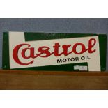 A cast iron Castrol advertising sign