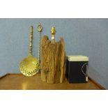 A root wood table lamp, etc.