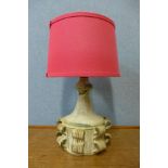 A studio pottery table lamp