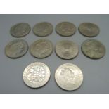 Ten £5 coins