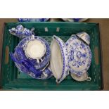 Two boxes of blue and white pottery **PLEASE NOTE THIS LOT IS NOT ELIGIBLE FOR POSTING AND PACKING**