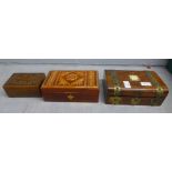 Three wooden jewellery boxes