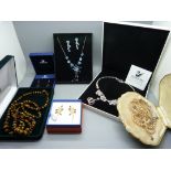 Vintage 1960's gilt tone costume jewellery, other boxed costume jewellery including Swarovski,