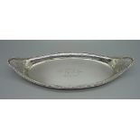 A silver navette shaped dish, London 1780, 145g