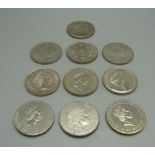 Ten £5 coins