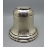 A novelty large bell shaped inkwell, Birmingham 1923 in lid, marks near base rubbed