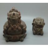 A pre-Columbian style vessel and rattle