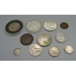 Silver and copper USA and Canada coins