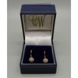 A pair of 9ct gold and diamond earrings