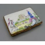 A Grand Tour enamel and gilt metal case with decoration also to the inner lid, a/f
