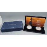 Two silver proof coins, 400th Anniversary of the Mayflower Voyage, cased