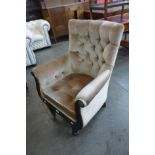 A Regency rosewood and fabric upholstered library chair