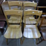 A set of four beech kitchen chairs