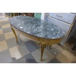 A French style gilt and faux onyx coffee table