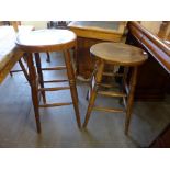 A pair of Victorian elm and beech kitchen stools