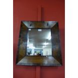 An early 19th Century Irish elm and mahogany framed mirror, stenciled makers name verso